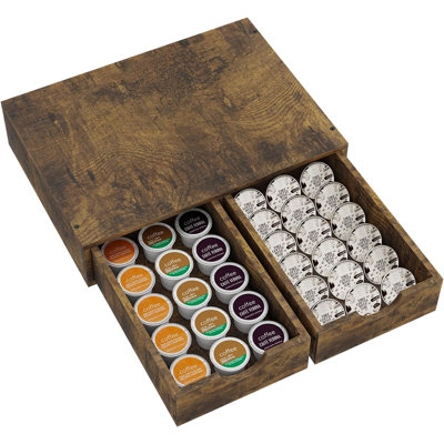 Tiroir porte-dosette en bois, organisateur de tiroir K Cup, boîte de rangement pour dosette compatible avec les capsules Nespresso Vertuo, capacité de 30 dosettes