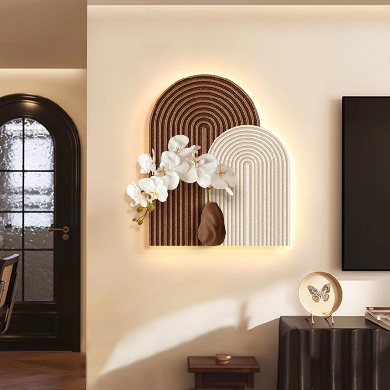 Art mural moderne en porcelaine de cristal brun, Brun / Beige, H 19,69 po x l 15,75 po x P 7,87 po
