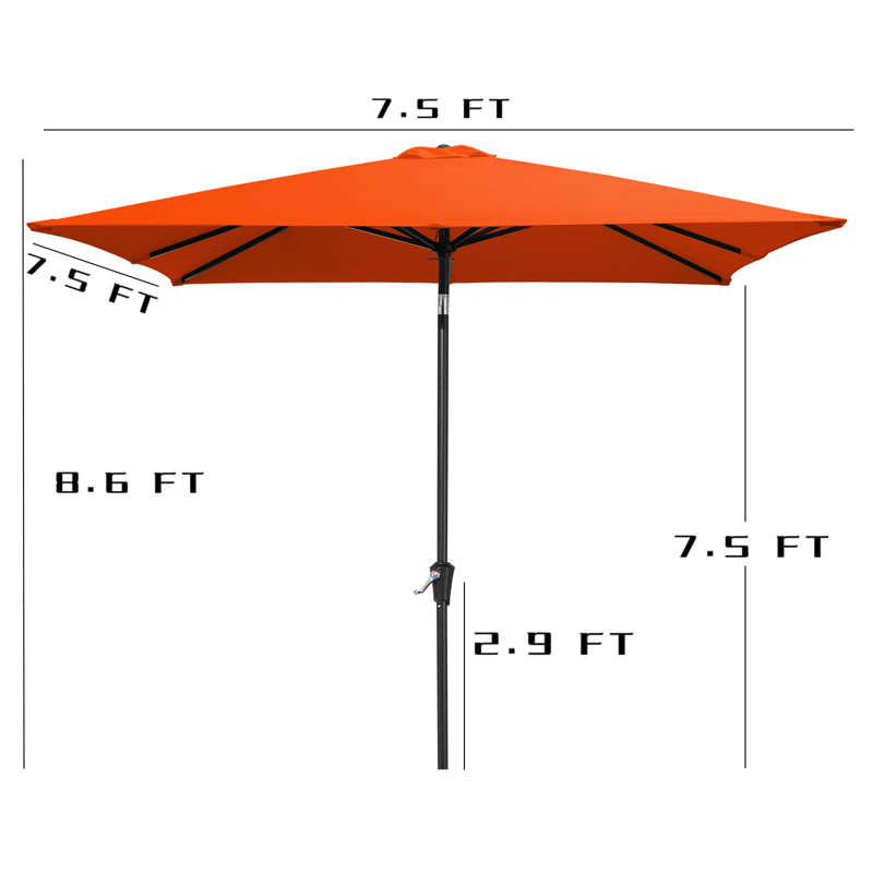 Parasol carré 7,5 x 7,5 pi, Orange