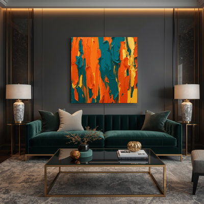 Abstrait couleur champ 54, art sur toile orange