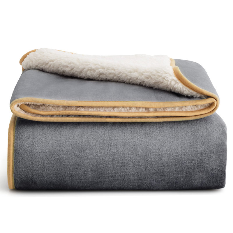 Large Gray Sherpa Fleece Waterproof Reversible Blanket