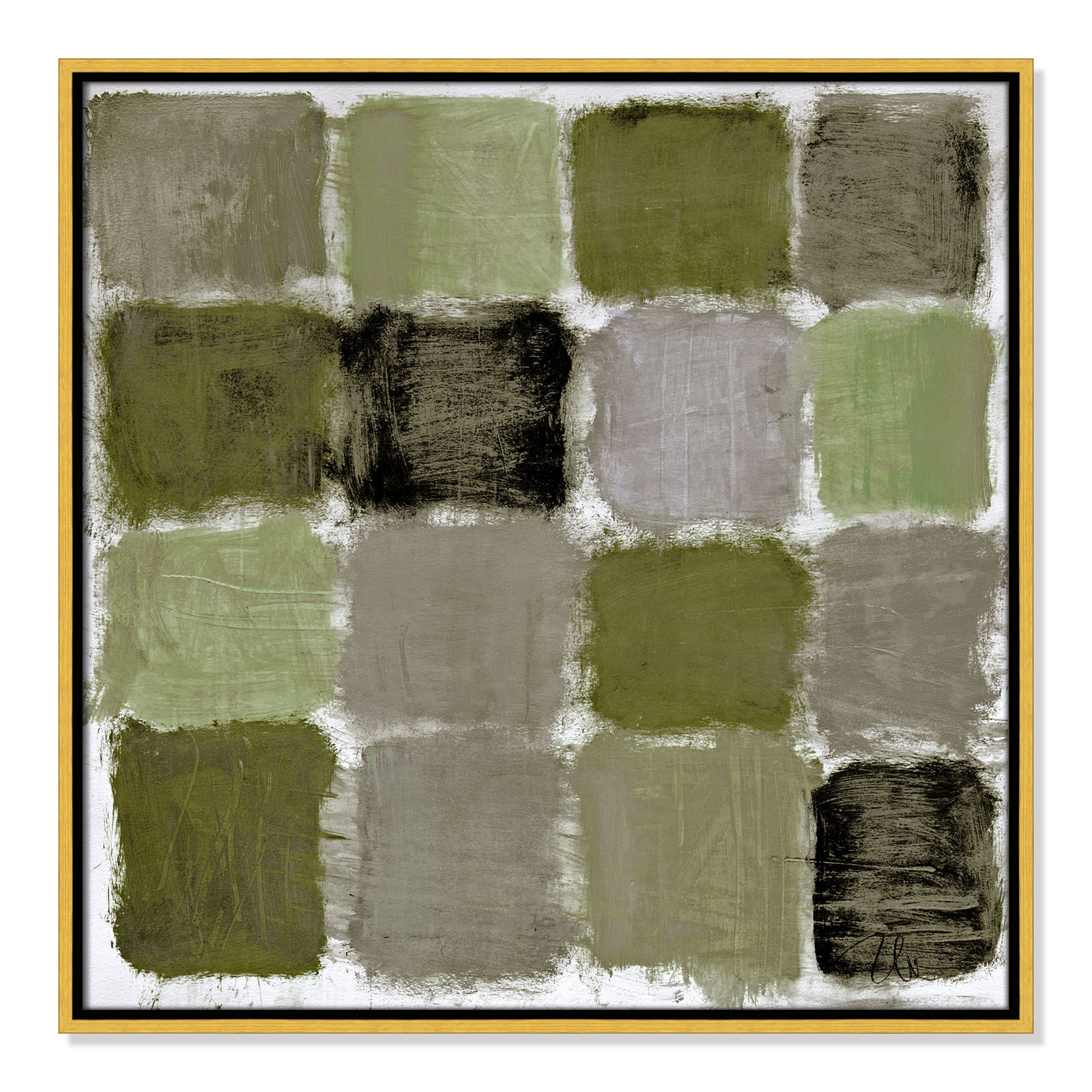 Coppola "Powder Room Green Reflections" Print, 25.5" H x 25.5" W, Gold