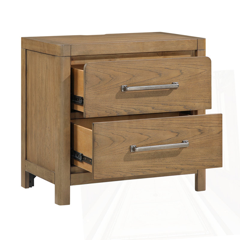 Table de chevet 2 tiroirs avec prises USB