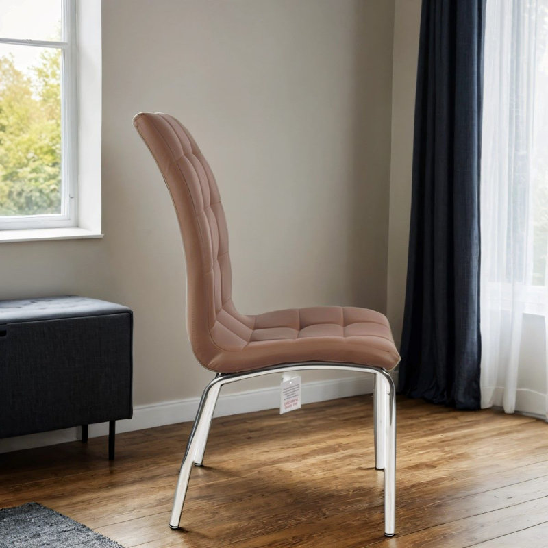 Eterno Luxurious Dining Chair With Silver Legs, 6, Cappuccino
