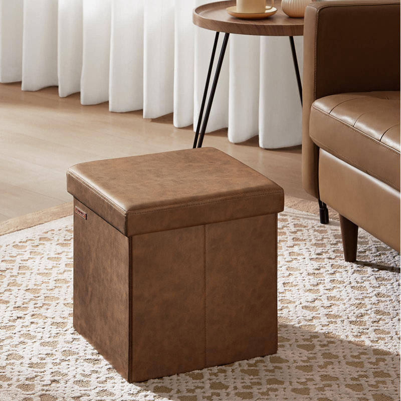 15 Inches Ottoman With Storage, Coffee Brown