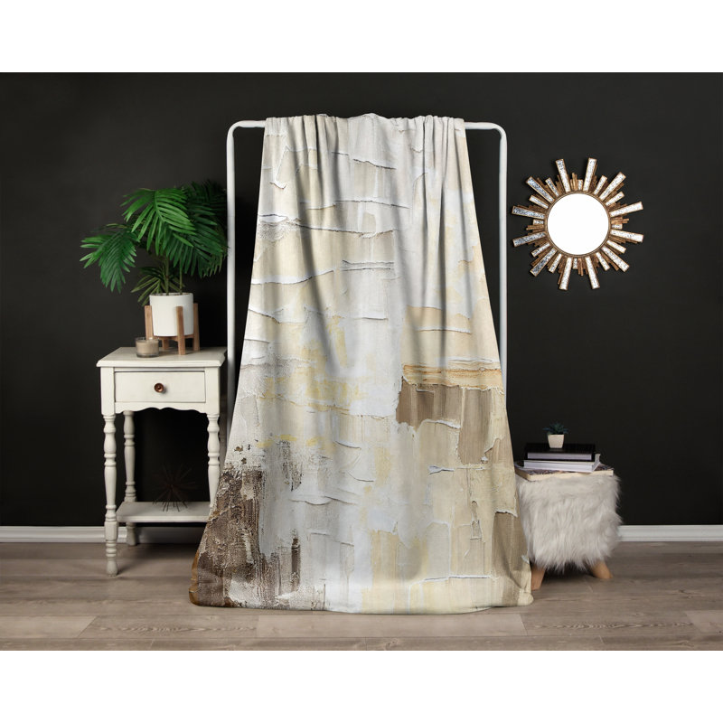 Throw Blanket, 51" W x 60" L, Abstract, Brown/Gray/Tan