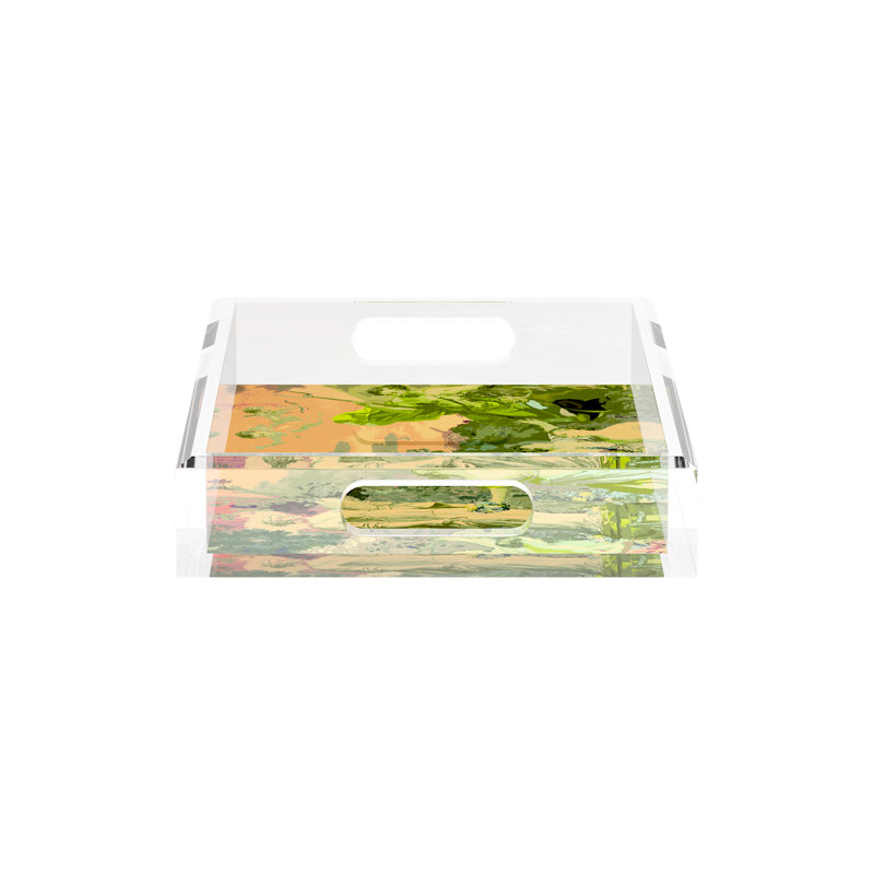 Cyprus Picnic Acrylic Rectangle Decorative Tray, Acid Green, 12.5"W x 7.75"D x 2"H