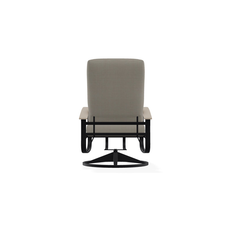 Belle Isle Outdoor Swivel Lounge Chair, Cast Ash Sunbrella® Plainweave, Desert P60, Textured Black