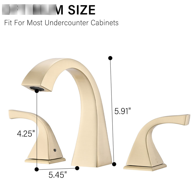 Brushed Gold 2 Bathroom Sink Faucet With Drain - Exquisite Workmanship, 1.8 Gpm Flow, 8" Centers, 4.25" Spout H, 5.45" Reach, 5.91" Overall Rust & Corrosion , 4.5 Lb Weight, 5.73 Shipping W,
