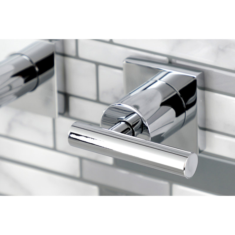 Kingston Brass Concord Two-Handle 3-Hole Wall Mount Bathroom Faucet, Polished Chrome, Lever