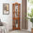 Lighted Corner Curio Cabinet With Tempered Glass Doors & Shelves - Elegant Oak Display Storage For Living Room & Bedroom Decor-1714430759