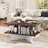 2-Tier Square Coffee Table Industrial Accent Cocktail Table with X-Shaped Base