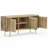 Jager 60"W Solid Mango Wood Mid-Century Contemporary 3-Door Sideboard Buffet with Geometric Brass Inlay