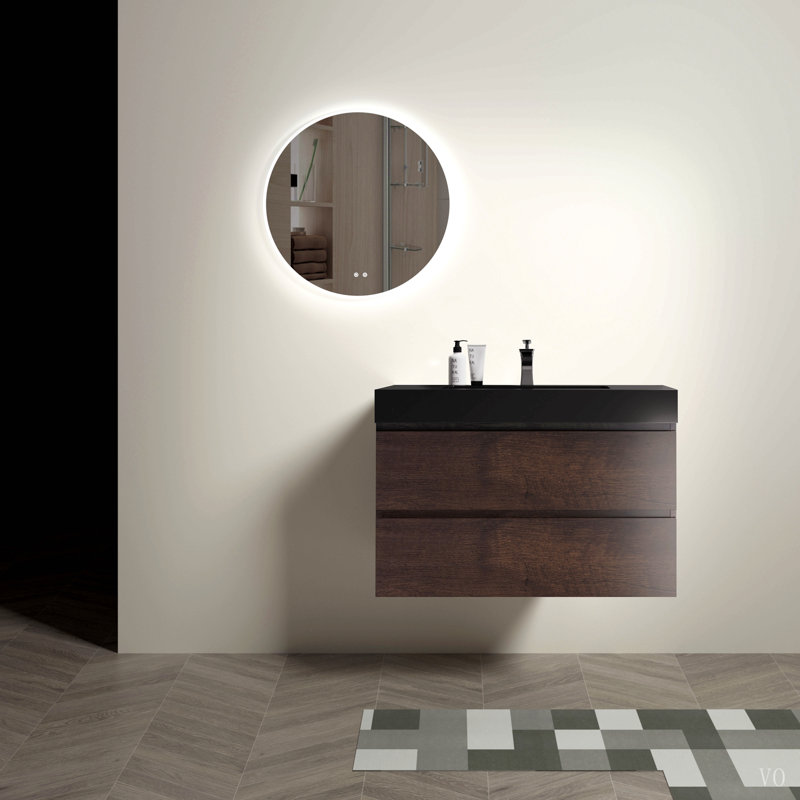 Integrated engineered solid surface basin WITHOUT drain and faucet, Black