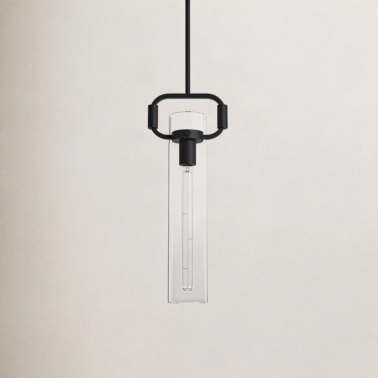Shay Single Light Glass Dimmable Pendant, Matte Black