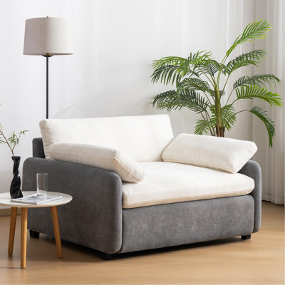 Canapé simple surdimensionné en chenille de 50 po x 43 po, fauteuil d'appoint large et profond, fauteuil rembourré moderne et confortable, canapé-lit à couleur contrastante avec coussins