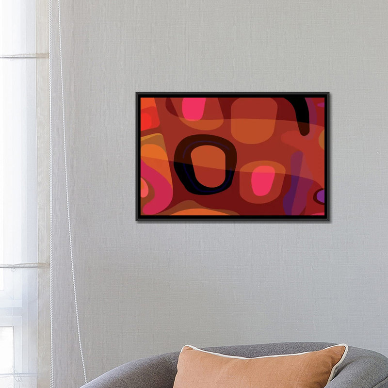 « rouille red », reproduction d’impression sur toile, H 18 po x l 26 po x P 1,5 po, Toile avec cadre noir, Pas de tapis