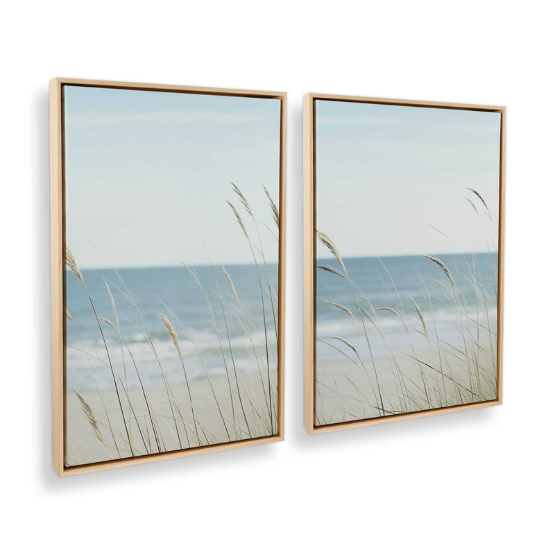 «Ocean Lullaby», ensemble de 2 toiles encadrées, H 18,75 po x l 25,5 po x P 1,75 po, Cadre flottant noir satiné