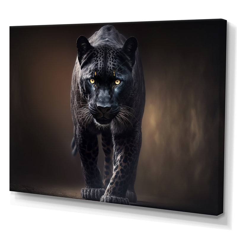 «Black Majestic Panther II» - art mural panthère, H 12 po x l 20 po, Toile tendue, Sans cadre