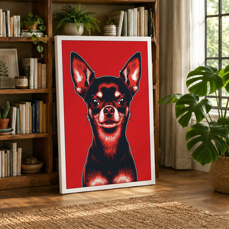 Smiling Chihuahua Modern - Wrapped Canvas, 18x12 - 45.7 x 30.5 cm, White Border