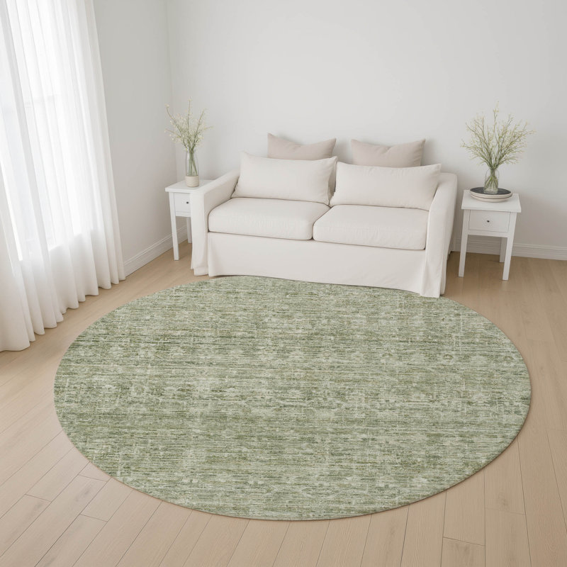 Premium Machine Washable Lubbers AMF1746 Stripe Rug, Round 8'