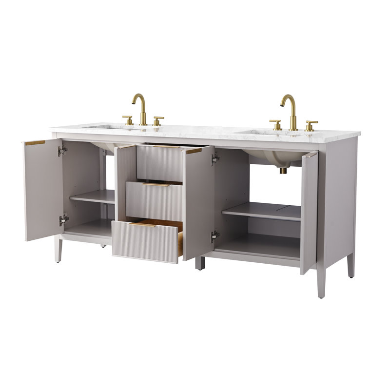 Meuble-lavabo double 72 po Bilroy, Taupe / bronze brossé
