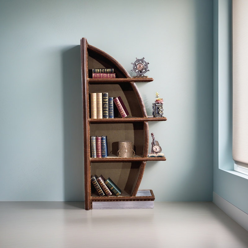 Bibliothèque en aluminium et cuir