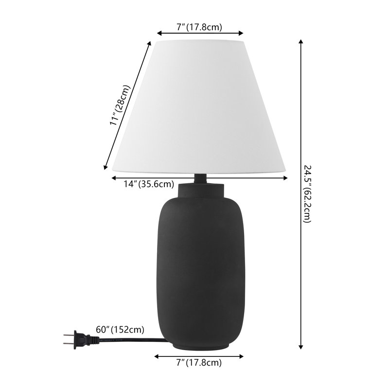 Elinore 24.5" Minimalist Scandinavian Resin/Iron Ginger Jar LED Table Lamp, Matte Black