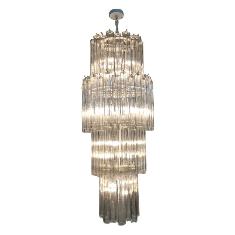Lustre à niveaux Grand Tronchi, Noir chromé, Transparent, H 72 po x l 30 po x P 30 po
