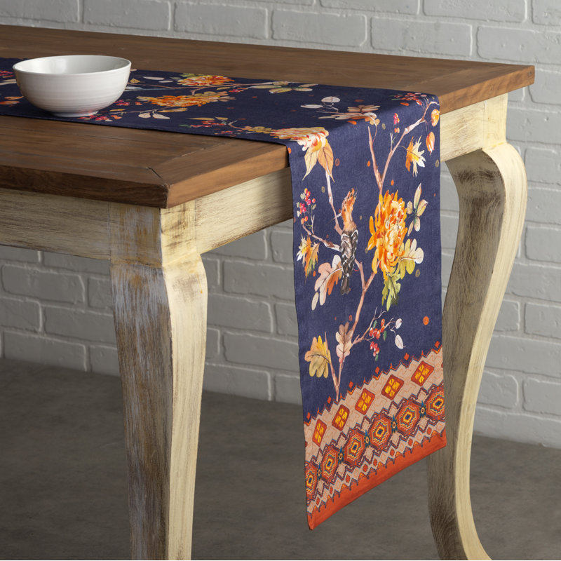 Floral 100% Cotton Table Runner, 72" x 14.5"