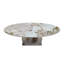 Table basse moderne en pierre frittée 49,2 po avec base en O en acier inoxydable - H 15,6 po