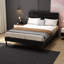 Base de lit plateforme double avec revêtement en velours et tête de lit en lin - Comprend un espace de rangement sous le lit de 14 po, une structure en métal robuste, aucun sommier requis-1539396327-1539396326
