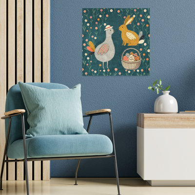 Springtime Easter Companions by Emel Tunaboylu - Wrapped Canvas Print