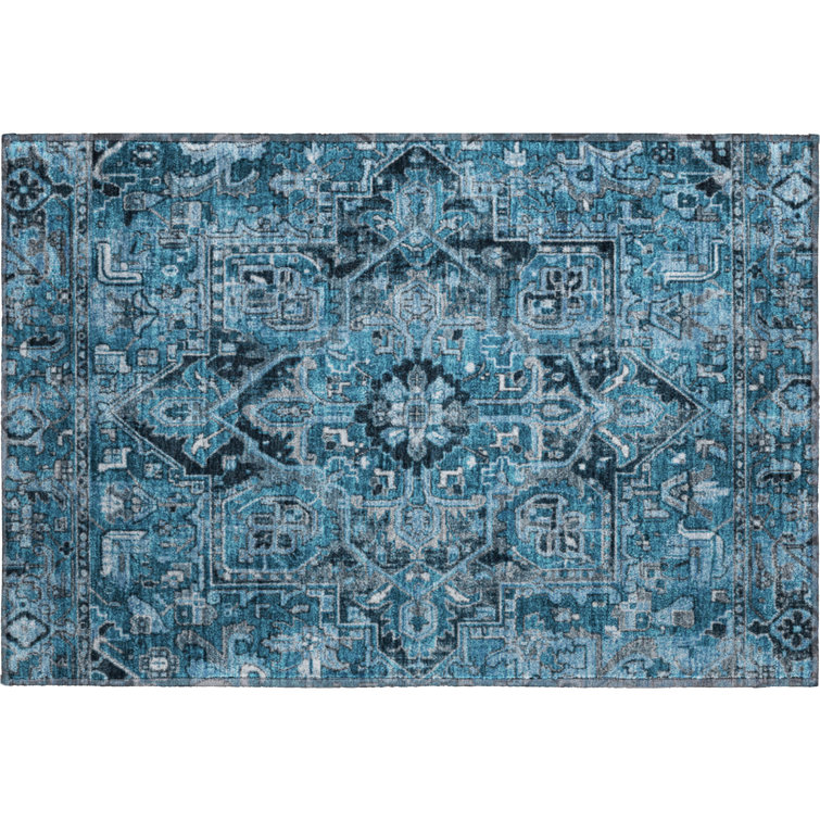 Premium Machine Washable Cerrito AMF570 Blue Rug
