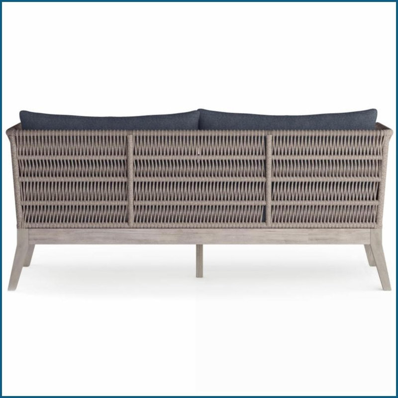 Canapé d'extérieur 3 places Santiago: polyester hydrofuge, structure en bois massif, housses amovibles | Gris foncé | Bois | Polyester