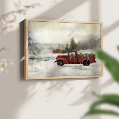 Red Barn Winter -Framed Print - Restickable