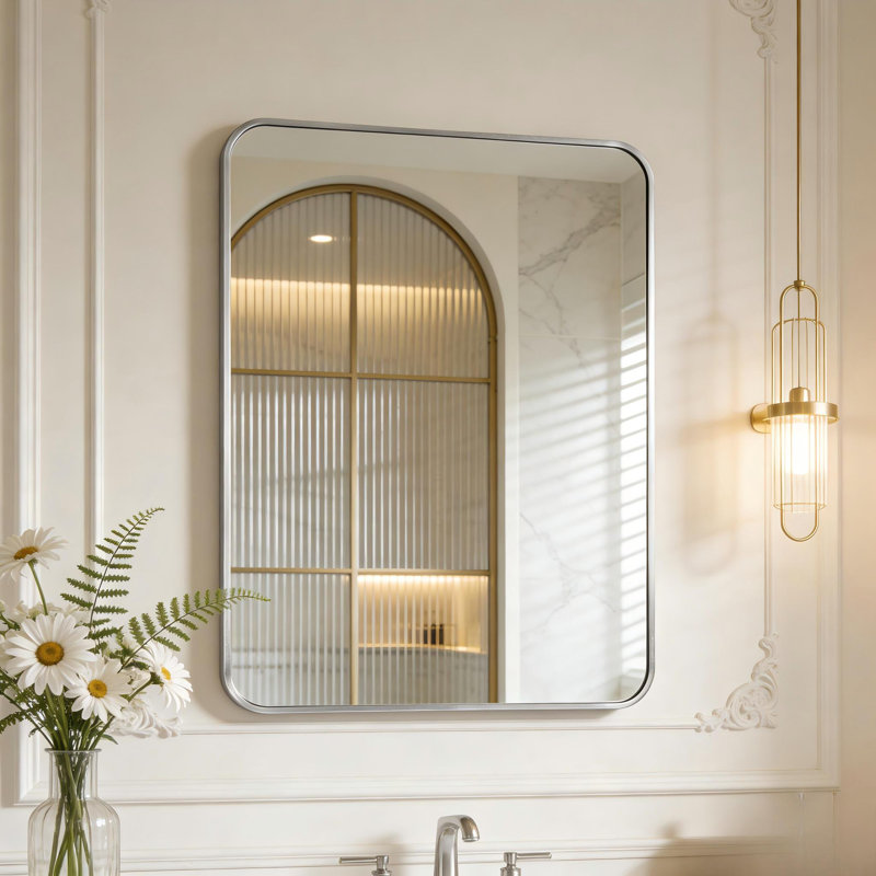 Miroir mural Mercedita, 30 po x 22 po, Argent