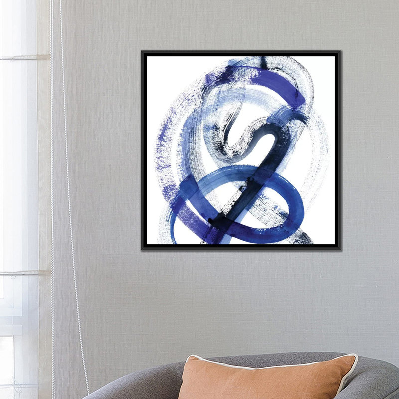 «Blue Kinesis III», impression sur toile, H 18 po x l 18 po x P 1,5 po, Toile avec cadre noir, Pas de tapis