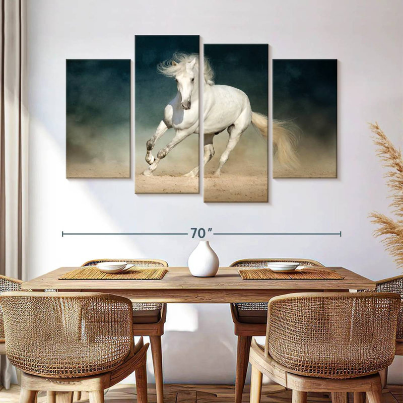 Brampt cheval dans la poussière, H 42 po x l 68 po