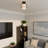 1-Light Matte Black Flush Mount Ceiling Light with Frosted Glass Shade