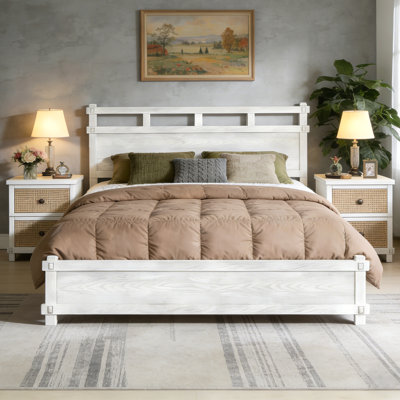 Everett Rustic Farmhouse Wood Platform Bed Frame