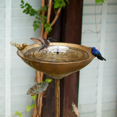 Bain d'oiseaux sur piédestal en fonte l 11,4 po x H 28,7 po, bains d'oiseaux pour l'extérieur