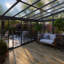 Véranda/solarium de 5,10 m x 2,90 m en verre trempé avec portes coulissantes et structure en aluminium-116416043
