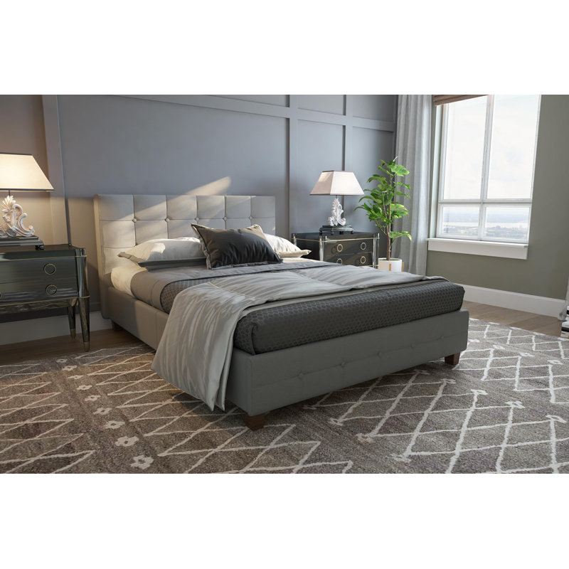 Rowett Upholstered Platform Bed, Twin, Dark Gray