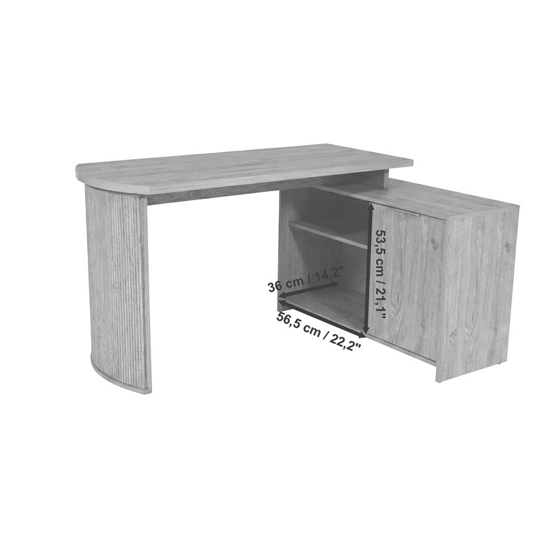 Modular L-Shaped Credenza Desk, Brown