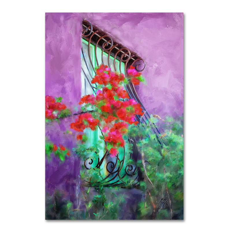 Large Purple and Green Floral Canvas Print