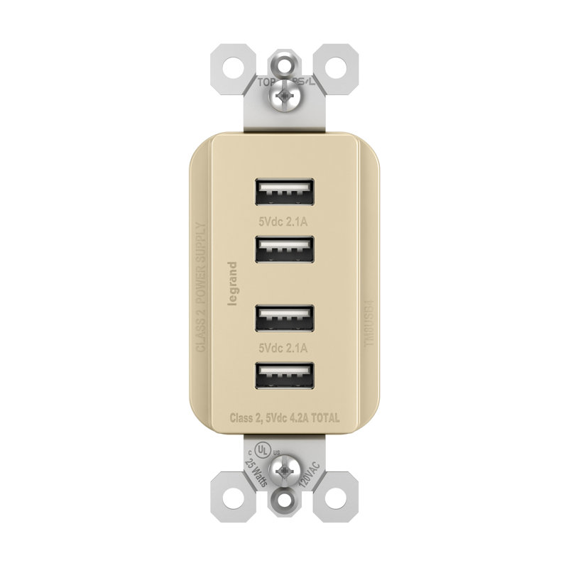 Prise de courant quadruple de 15-amp standard Radiant, Ivoire