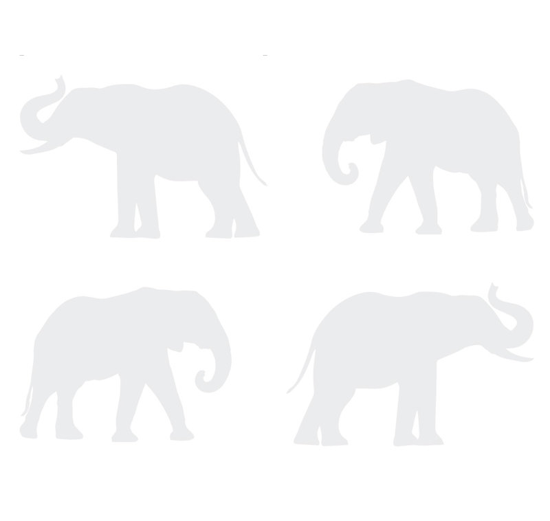 Décalcomanie murale motif éléphant, Blanc, H 4 po x l 6 po x P 0,01 po