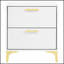 Table de chevet 2 tiroirs Lush White and Gold, espace de rangement spacieux pour les chambres modernes et élégantes