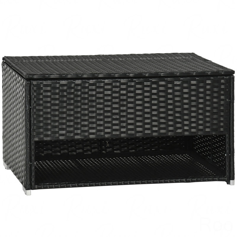 Outdoor Deck Box & Shoe Storage, PE Rattan Wicker Towel Rack With Liner For Indoor, Outdoor, Patio Furniture Cushions, Pool, Toys, Garden Tools